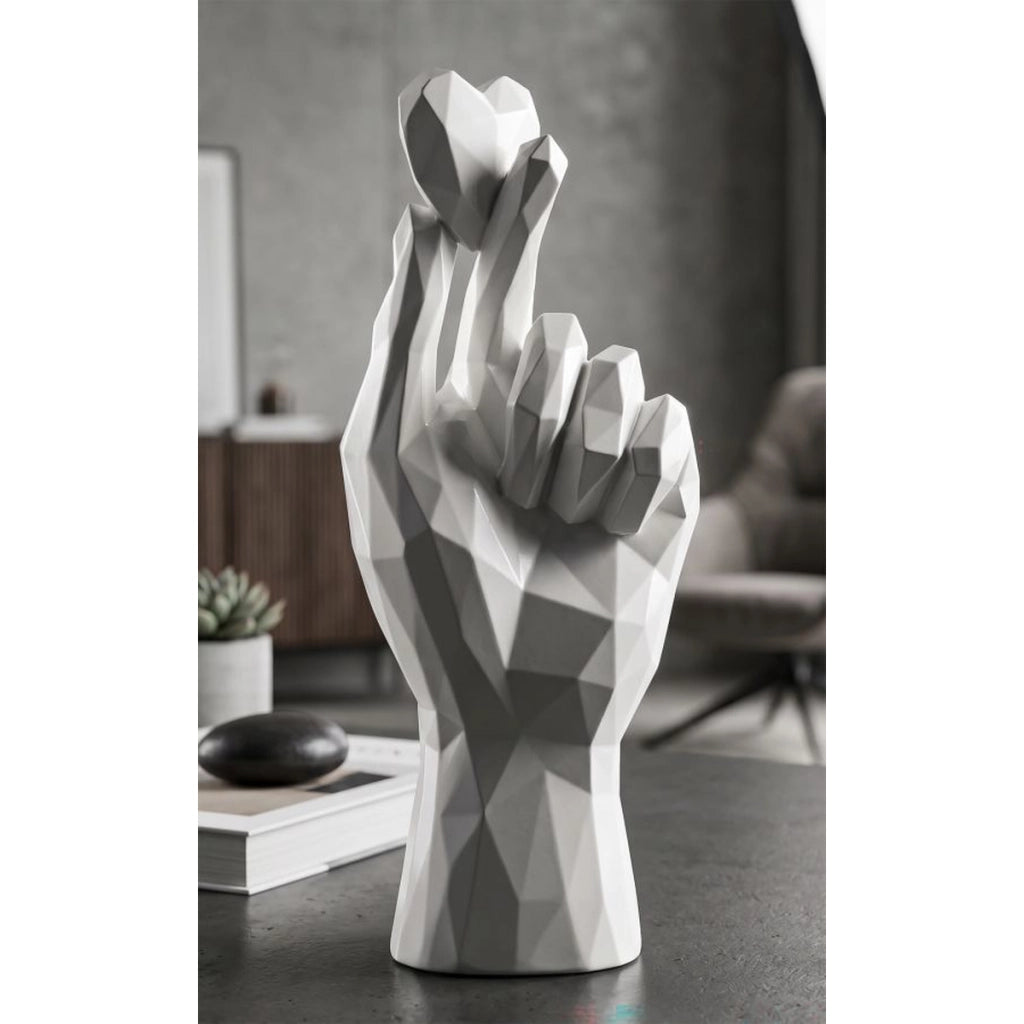 Scultura decorativa Mano in poliresina bianco puro