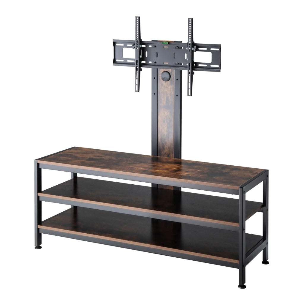Mobile TV mobile TV per soggiorno mensola con supporto per schermo nero opaco finitura rovere rustico 03_0010052