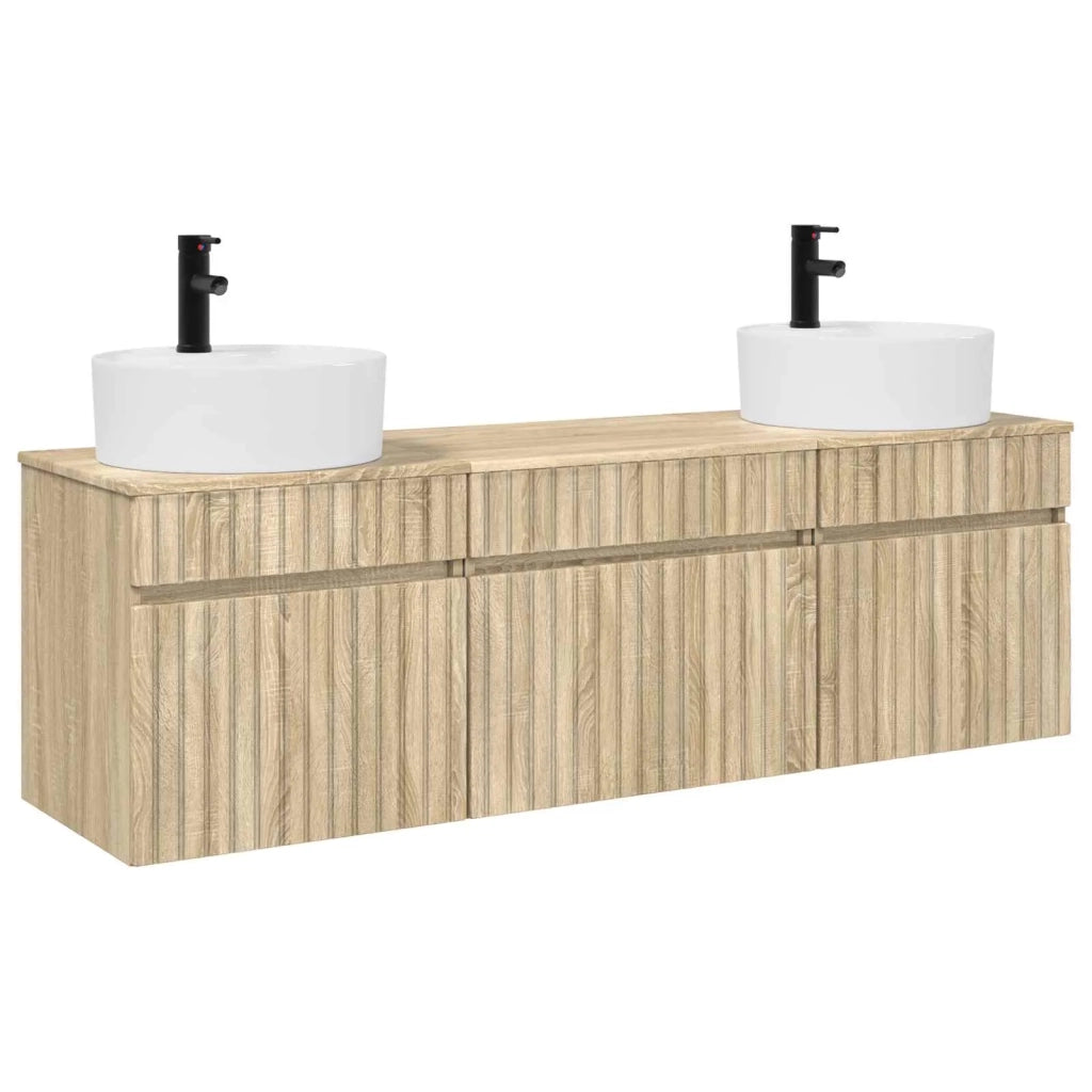 Set di Armadi da Bagno 3 pz Rovere Sonoma 49 x 44,5 x 65 cm 3405749