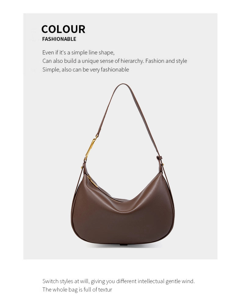 Borsa a tracolla da donna in vera pelle, colore marrone.