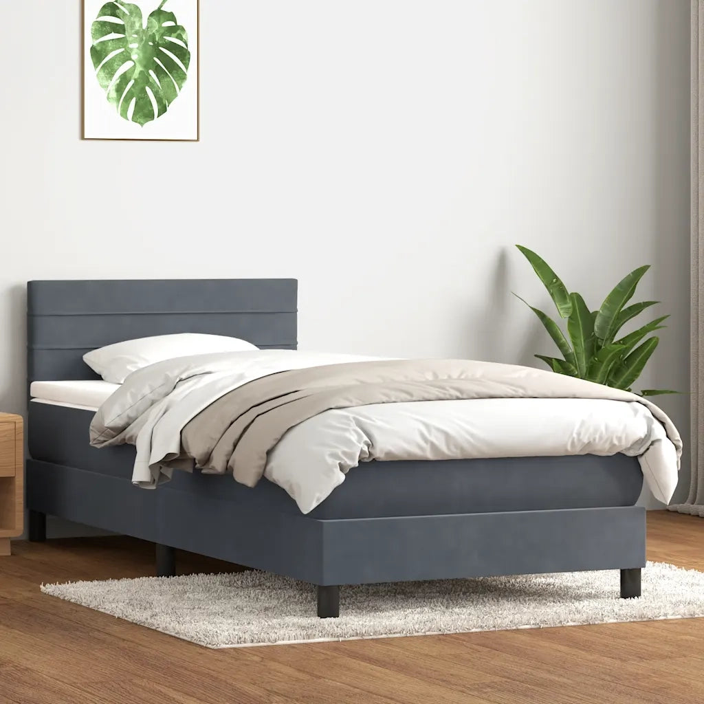 vidaXL Giroletto a Molle con Materasso Grigio Scuro 90x220 cm Velluto
