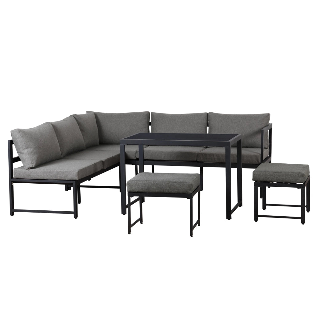Set Lounge da Giardino Reclinabile ¨C MINIMAL ¨C Alluminio, Cuscini, Grigio