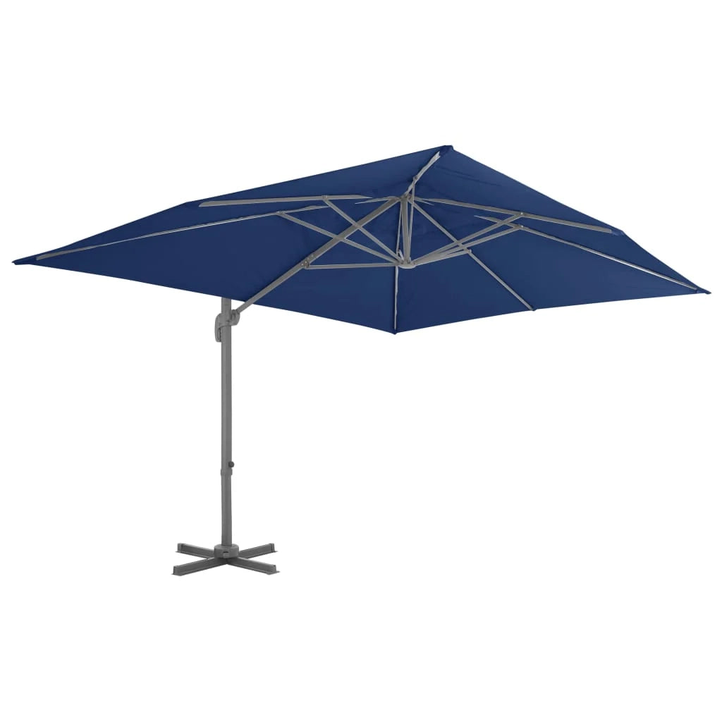Ombrellone a braccio con palo in alluminio 4 x 3 m blu azzurro 02_0008485