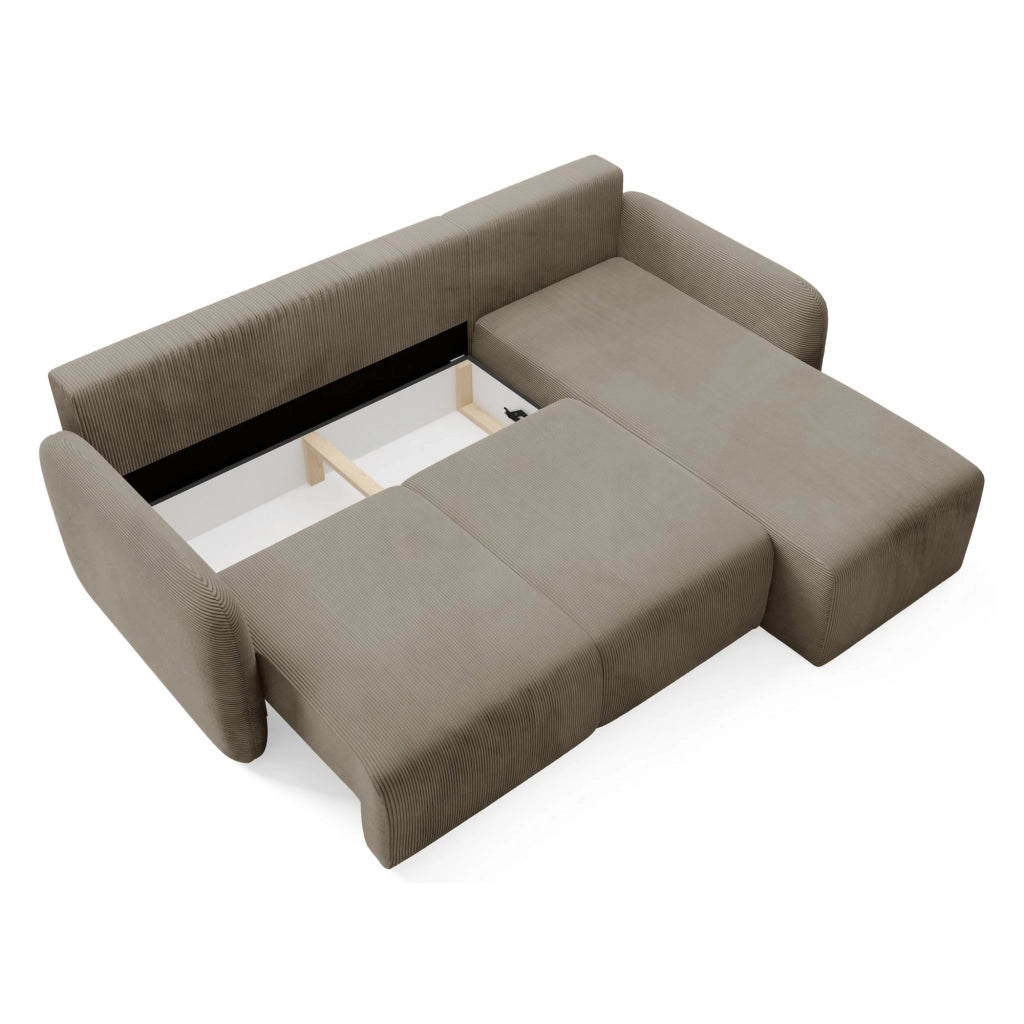 Ranco, Divano Letto con Penisola Contenitore, 245x185 cm Beige\ Tortora\
