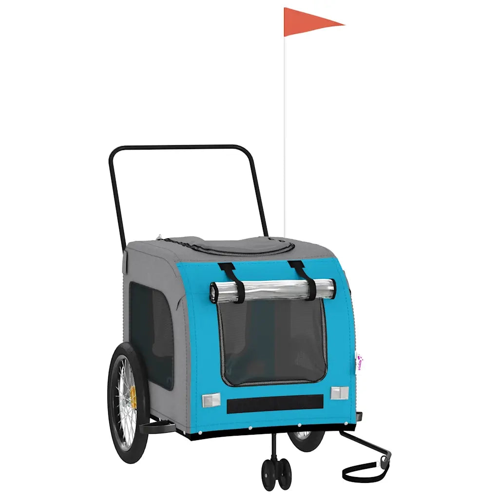 Rimorchio da Bici per Animali Blu e Grigio Oxford e Ferro CFW5422267