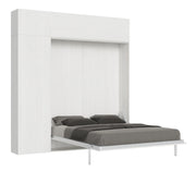 Letto a scomparsa 160 verticale Kentaro con colonna e pensili - Bianco Frassino