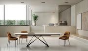 Tavolo Allungabile Thanos X - Piano in Ceramica Marmo Calacatta Oro, Struttura Metallo Bronzo, 200-280x100 cm, Design Contemporaneo