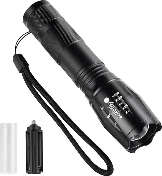 Lampada da tasca tattica con LED acqua resistente, funzione di ingrandimento (5 modalità) - torcia portatile per campeggio, escursioni e emergenze