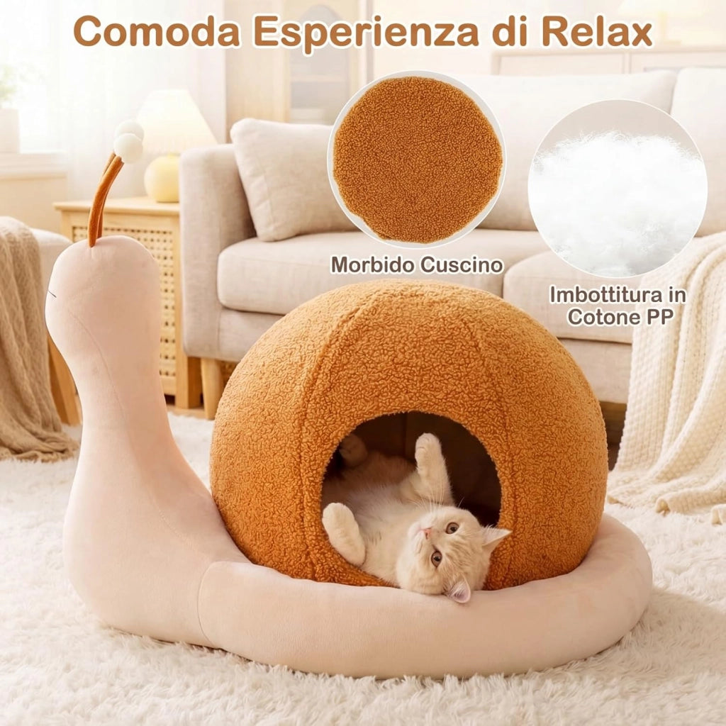 Cuccia per Gatti da Interno, Cuccia a Forma di Chiocciola per Gattini con Cuscino Rimovibile e Lavabile, Peluche Morbido e Fondo Antiscivolo, Letto Chiuso per Cani Piccoli e Gatti
