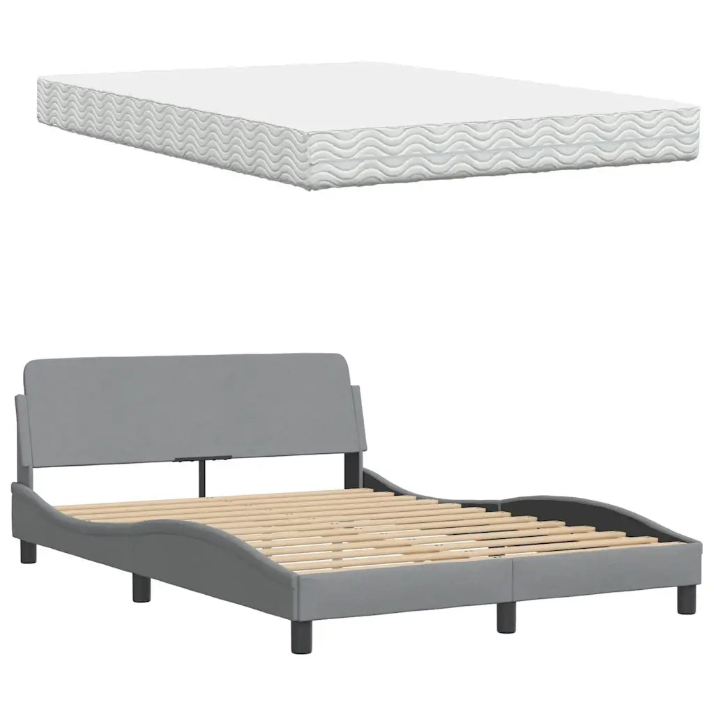 Letto con Materasso Grigio Chiaro 140x190cm Tessuto 3310734