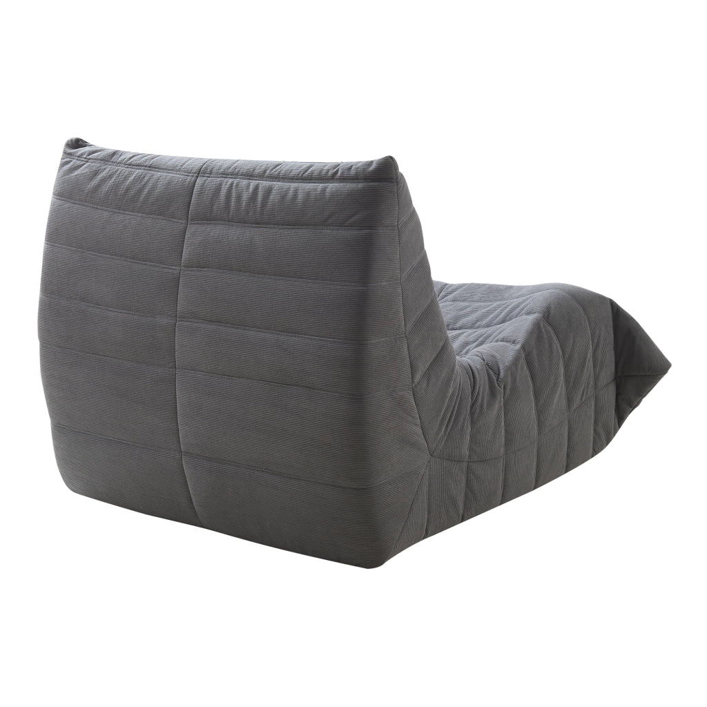 Poltrona Bassa Imbottita Kodsø con Rivestimento in Velluto a Coste 75x90x100 cm - Grigio [en.casa]