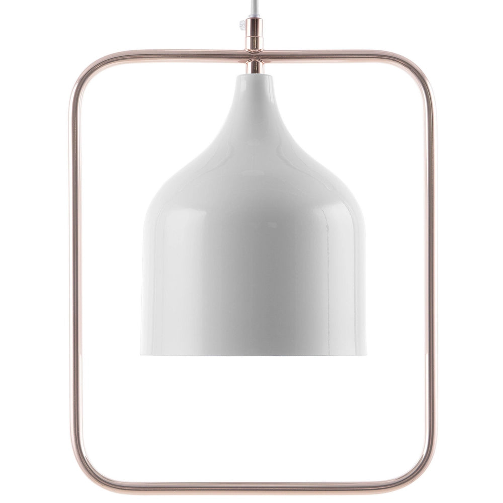 Lampada in Metallo Bianco con Struttura in Rame Stile Industriale 121 cm
