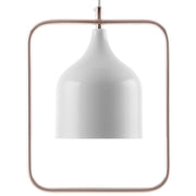Lampada in Metallo Bianco con Struttura in Rame Stile Industriale 121 cm