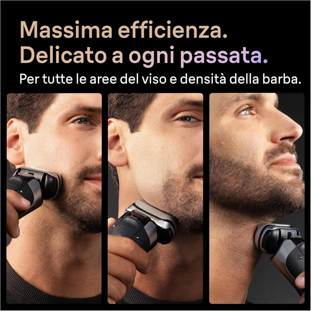 Braun Serie 9 Pro + Rasoio Elettrico Barba, Wet&Dry, 5+1 Lame di Precisione Ultra Sottili, Regolabarba Uomo, Rasoio Barba, 60 Min Utilizzo, Powercase, Base di Ricarica, Regolabarba Braun 9625s Grafite