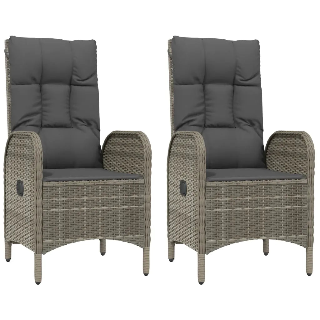 Set Salotto Giardino 3 pz con Cuscini Nero e Grigio Polyrattan 3185177