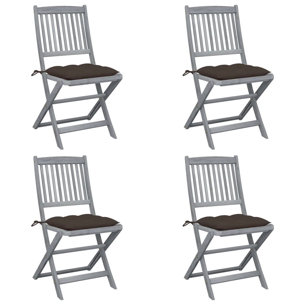 Sedie da Giardino Pieghevoli 4pz con Cuscini in Massello Acacia cod mxl 6354