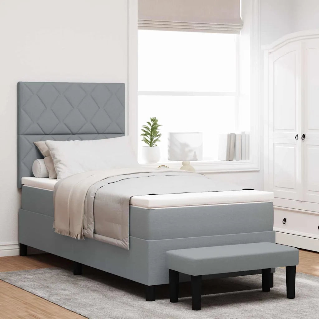 Letto a molle con materasso Grigio chiaro 90 x 200 cm Tessuto 3344114
