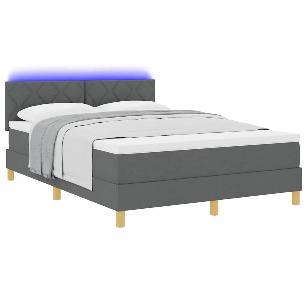 Letto a Sorgente LED con led Grigio scuro 140 x 190 cm Tessuto 3342514