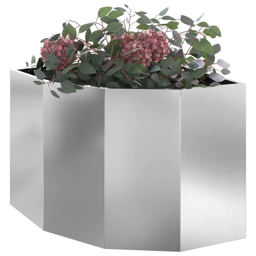 Vaso d'angolo-Fioriera-Contenitore per Piante Argento 60 x 60 x 50 cm Acciaio zincato