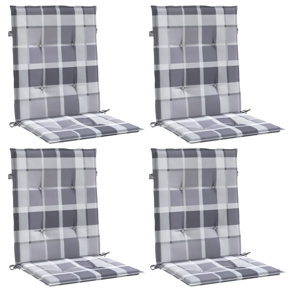 Cuscini per Sedia 4 pz | Cuscini per sedie a Quadri Grigi 100x50x3cm Tessuto Oxford