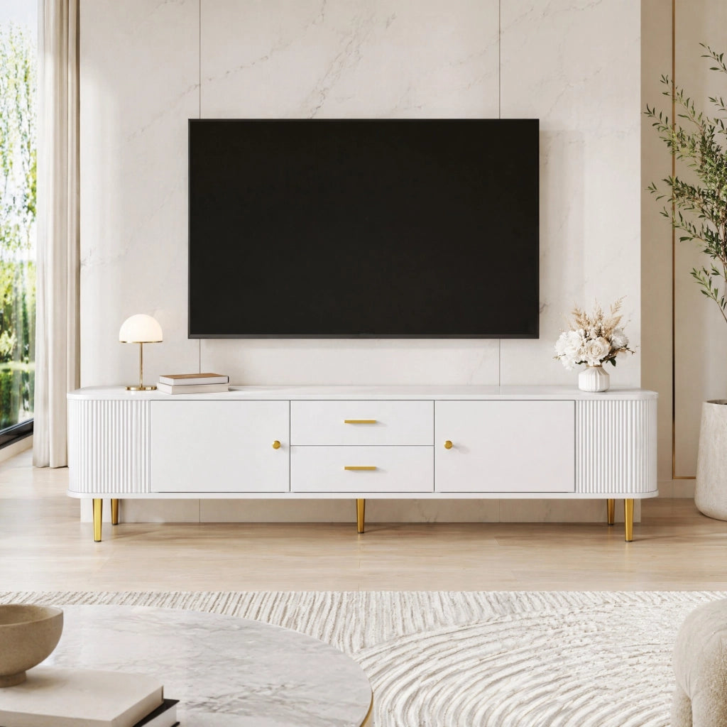 MOBILE TV con 2 cassetti e 2 ante 170x34x45 cm MDF Bianco