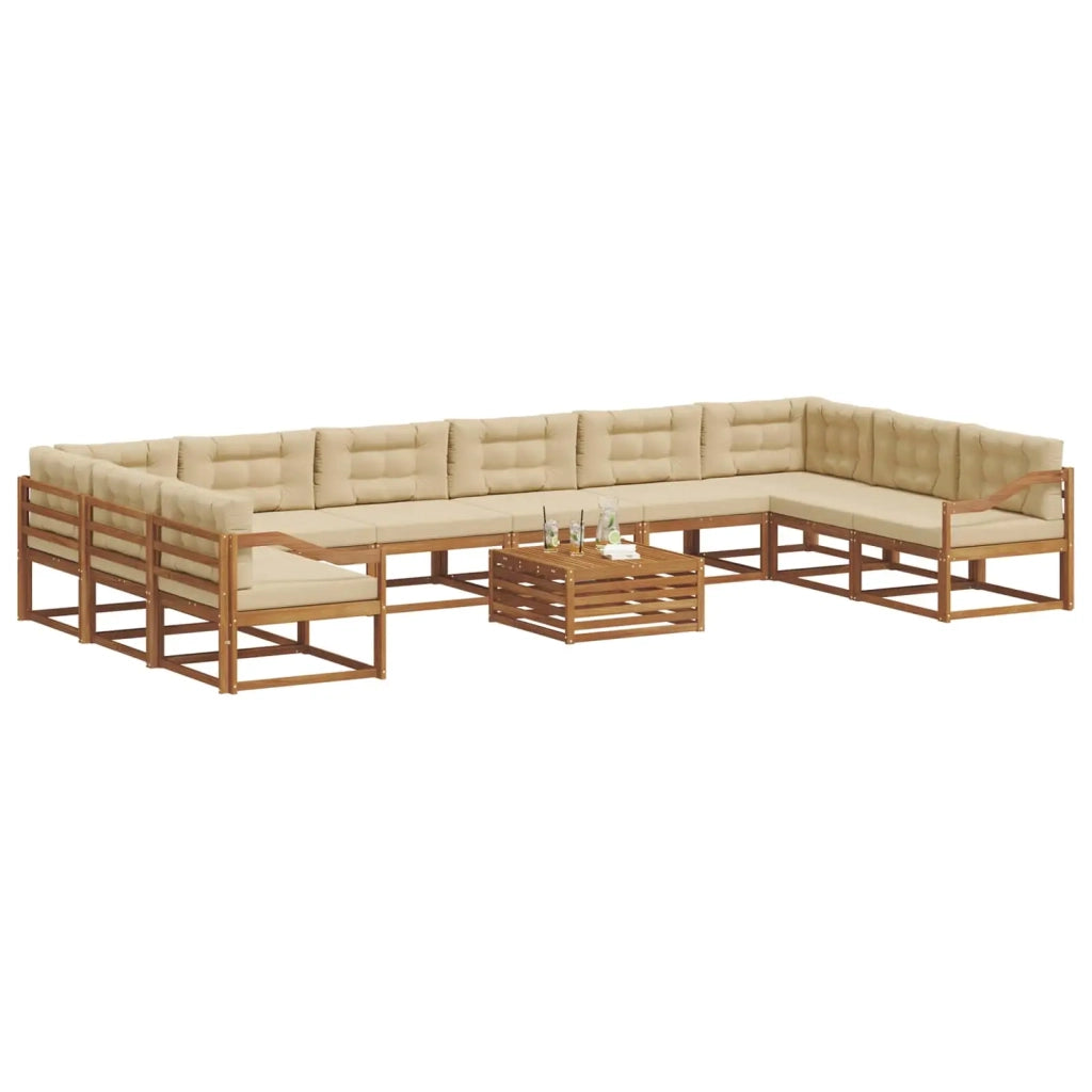 Set di divani da esterno con cuscino 11 pcs Naturale e Beige 3368291