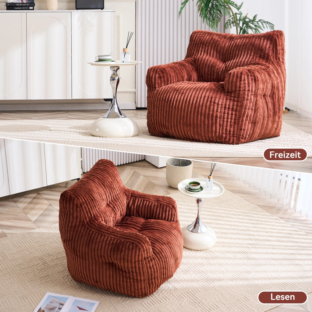 Pouf Sacco Imbottito in Tessuto Cord ¨C MINIMAL ¨C Rosso Mattone