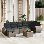 Set Divano da Giardino 8 pz con Cuscini Grigio in Polyrattan 3265071