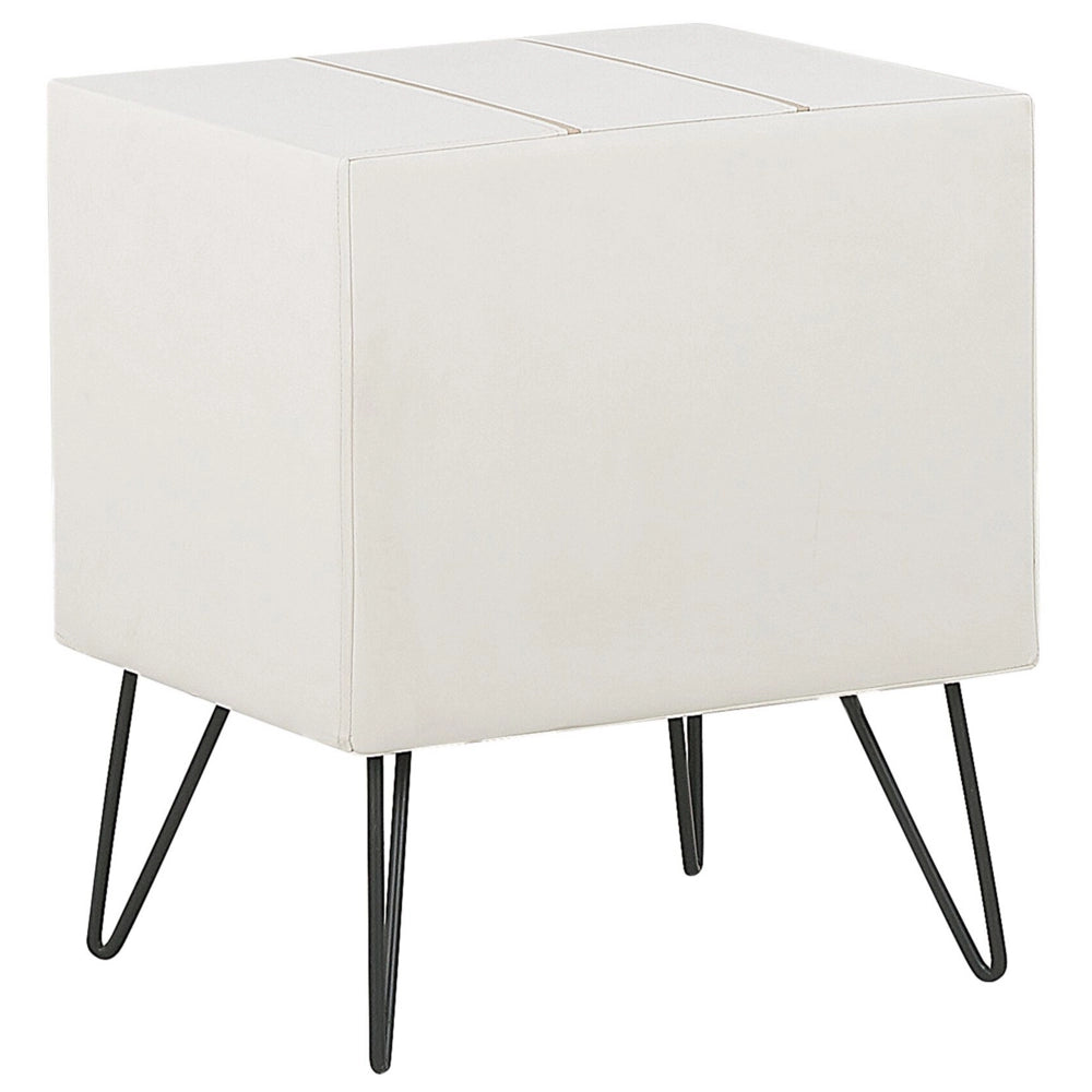 Comodino bianco tappezzeria in ecopelle gambe tornanti 48 x 41 x 56 cm 1 cassetto