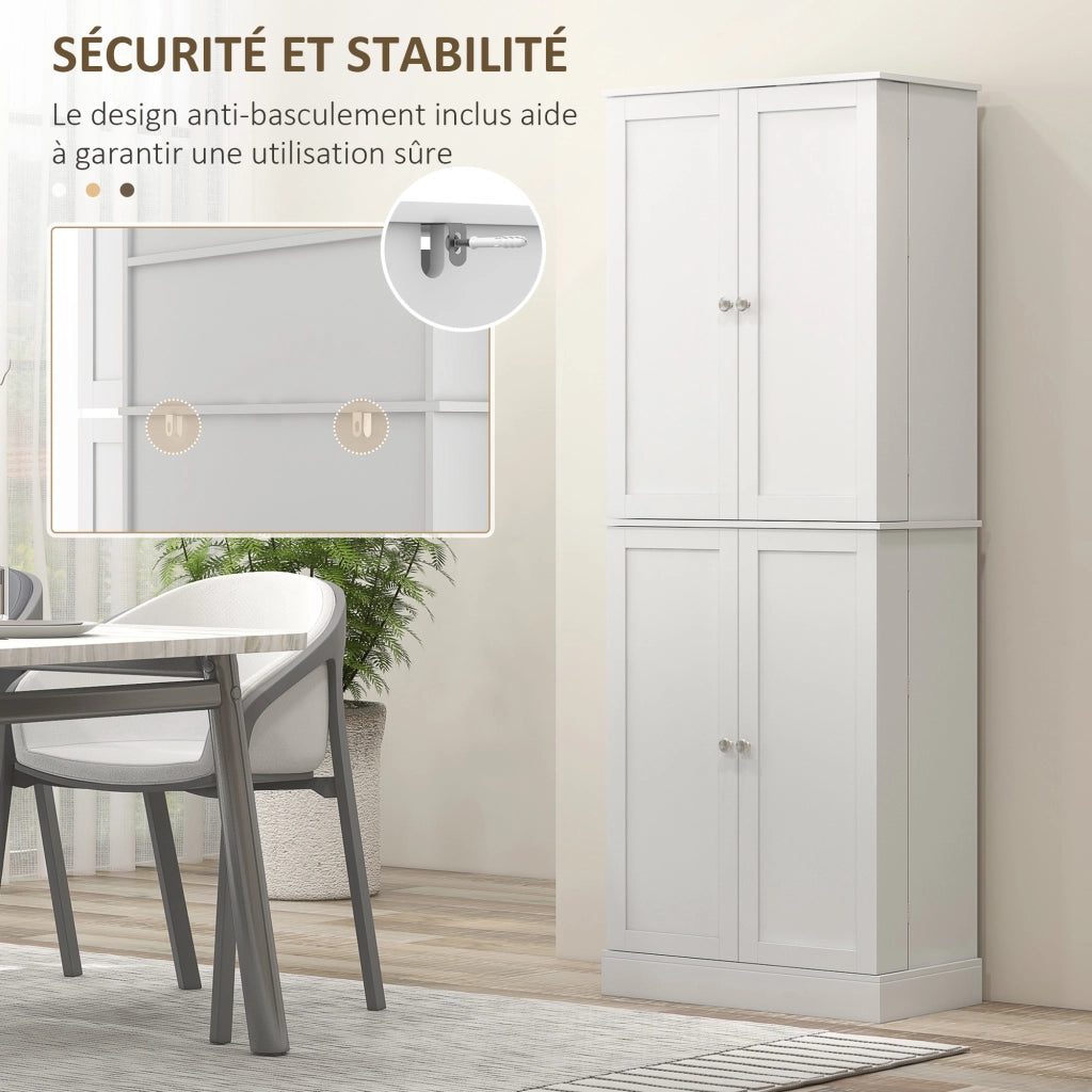 Armadio da cucina con ante, ripiani regolabili e porta spezie ¨C zephmum ¨C bianco 60x35x166 cm