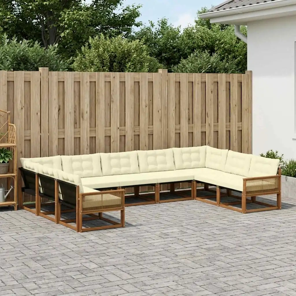 Set di divani da esterno con cuscino 9 pcs Naturale e Crema 3381682