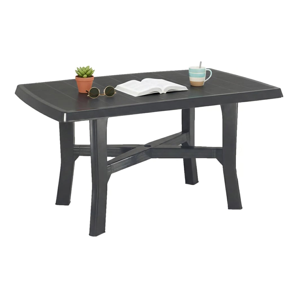 Raspberry, Tavolo da Esterno 6 Posti Made in Italy, 138x88x72h cm Nero Antracite