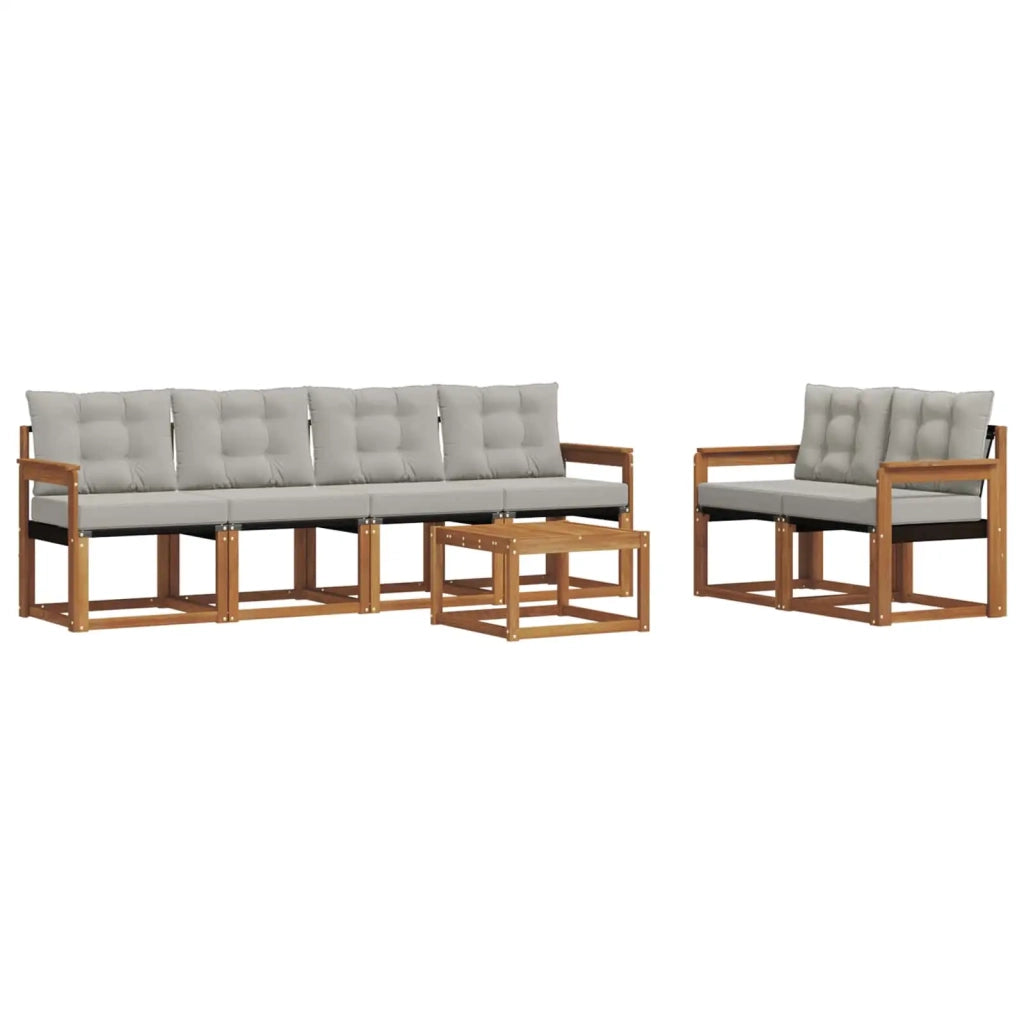 Set di divani da esterno 7 pcs Grigio Naturale e Chiaro 3368418