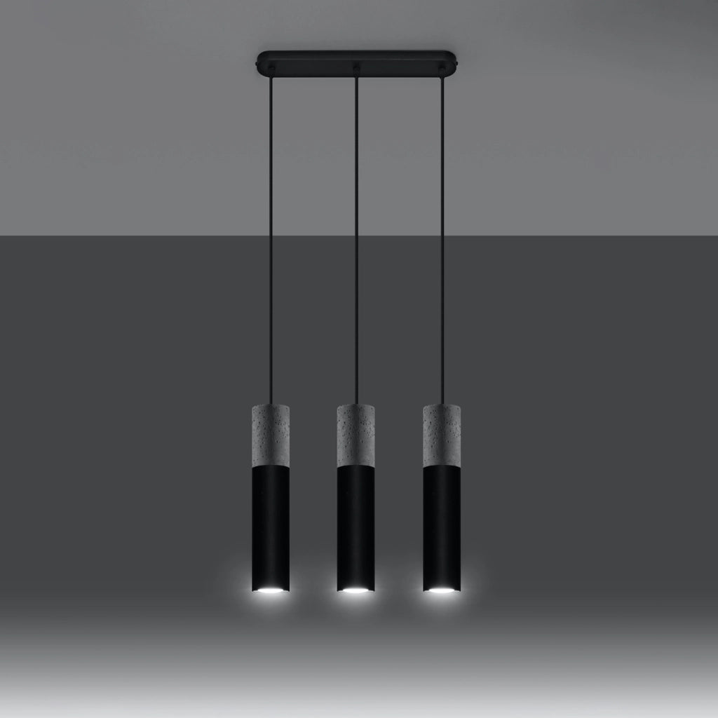 Lampadario cemento VALERO 3 luci nero Pure Lume GU10