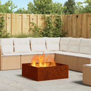 Focolare-Stufa-Camino Marrone 80 x 80 x 30 cm acciaio corten