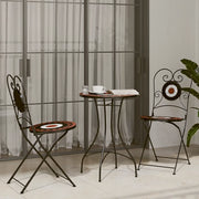 Set da Bistrot con Mosaico Terracotta e Bianco Ferro e Ceramica 3216355