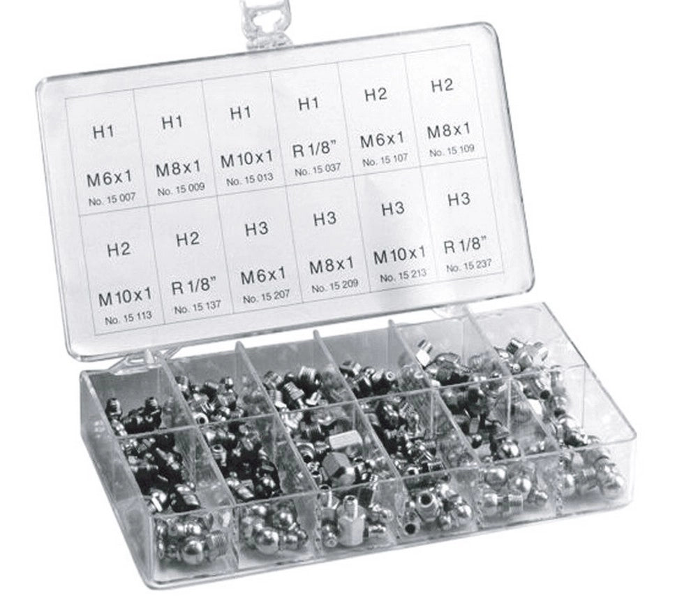 1pz assortimento ingrassatori 140 pz.  mm. 215x135x40 h cod:ferx.vit23612