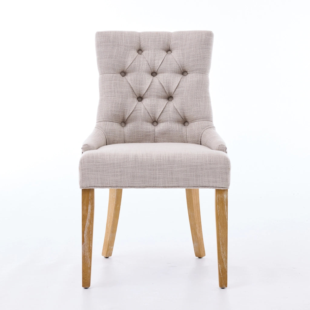 Sedia da pranzo in tessuto - Zephmum - KD gambe, borchie decorative, design moderno, set di 2