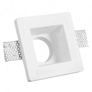 Portafaretto ad incasso quadrato bianco in gesso 120x120x60 mm per GU10 e GU5.3 a led