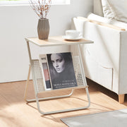 Tavolino Jäller con Portariviste Integrato 48 x 40 x 30 cm Beige / Effetto Rovere [en.casa]