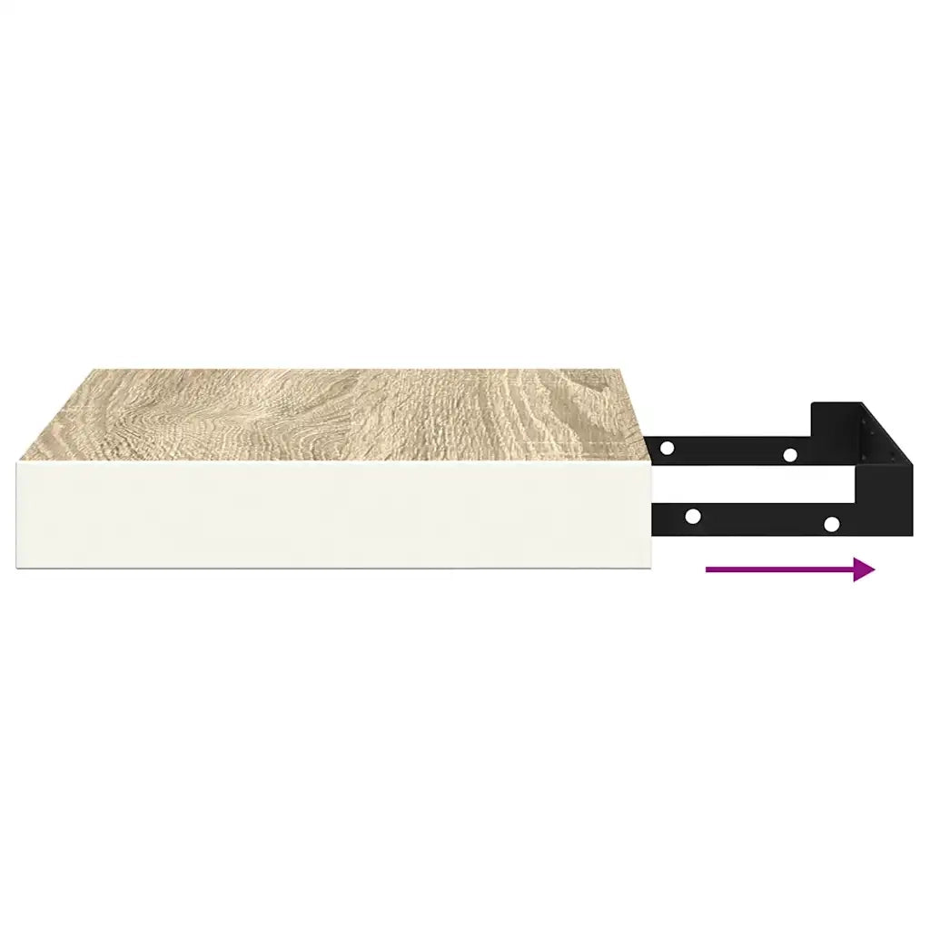 Scaffale a Parete Rovere e Bianco 23x23,5x3,8 cm in MDF 326567