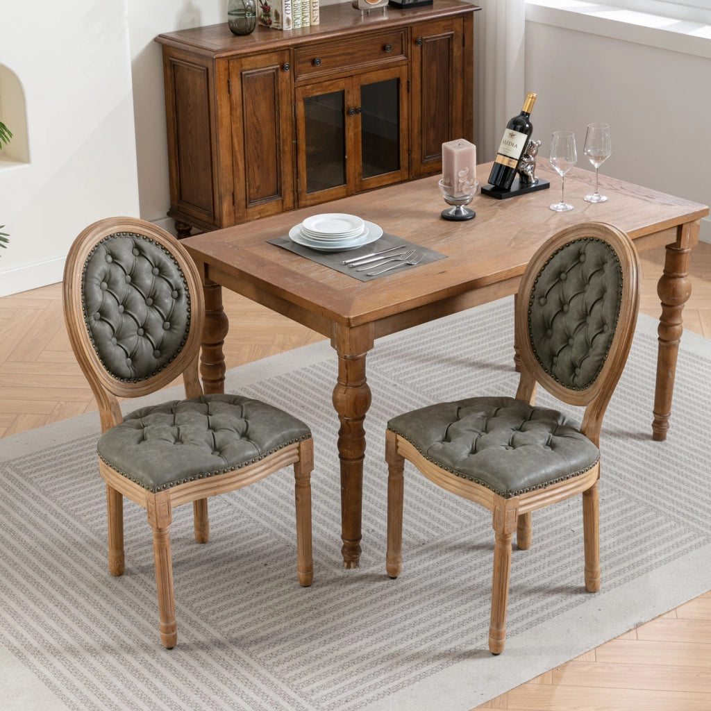 SEDIA Imbottita Schienale Ovale Set da 2 pezzi Verde Oliva PU