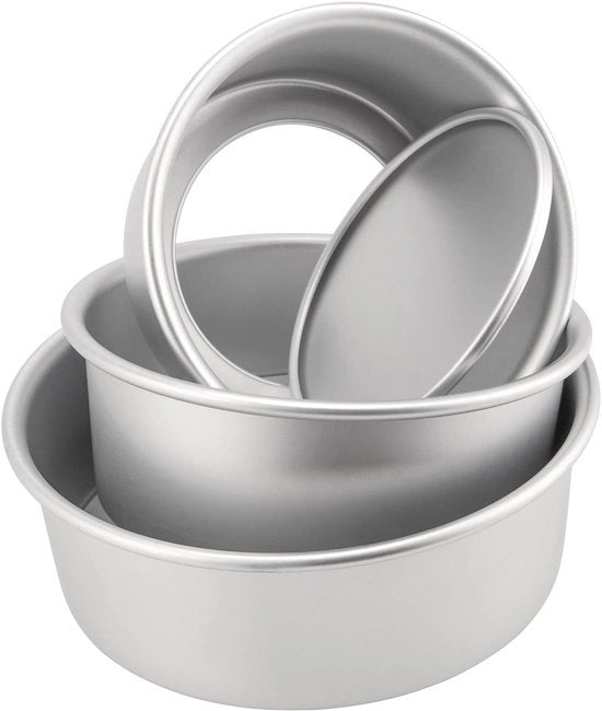 Set di teglie per torta in alluminio anodizzato 6 pollici 7 pollici 8 pollici fondo rimovibile fondo profondo con trattamento antiscivolo cerchio