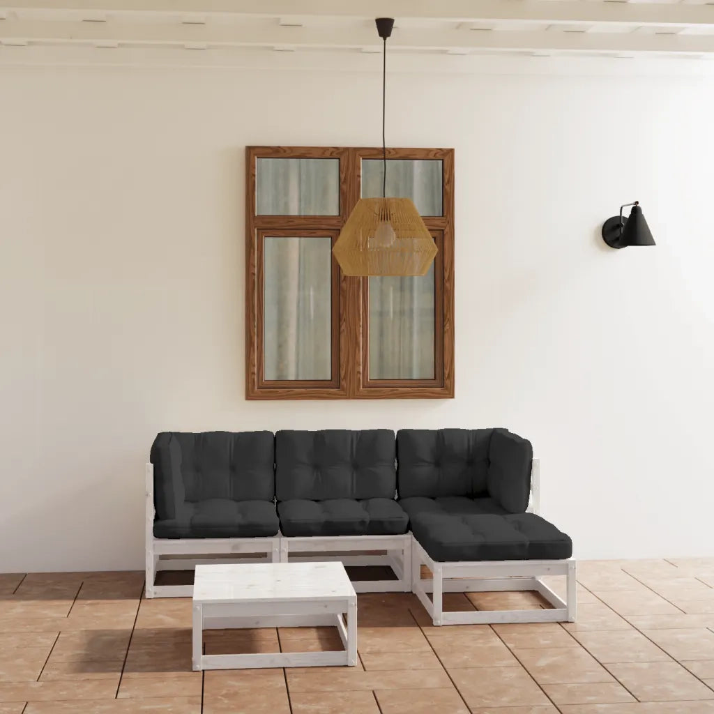Set Divani da Giardino 5 pz con Cuscini Legno Massello Pino 3076580