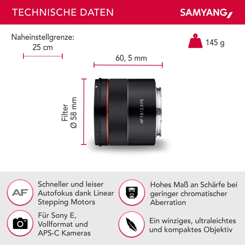 Obiettivo fotografico AF 18 mm F2.8 FE con Lens Station - Autofocus full-frame APS-C a focale fissa - compatibile con Sony E-mount