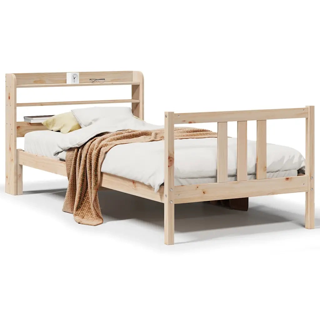 Giroletto con Testiera-Struttura Letto con testiera 90x190 cm in Legno Massello di Pino 114162