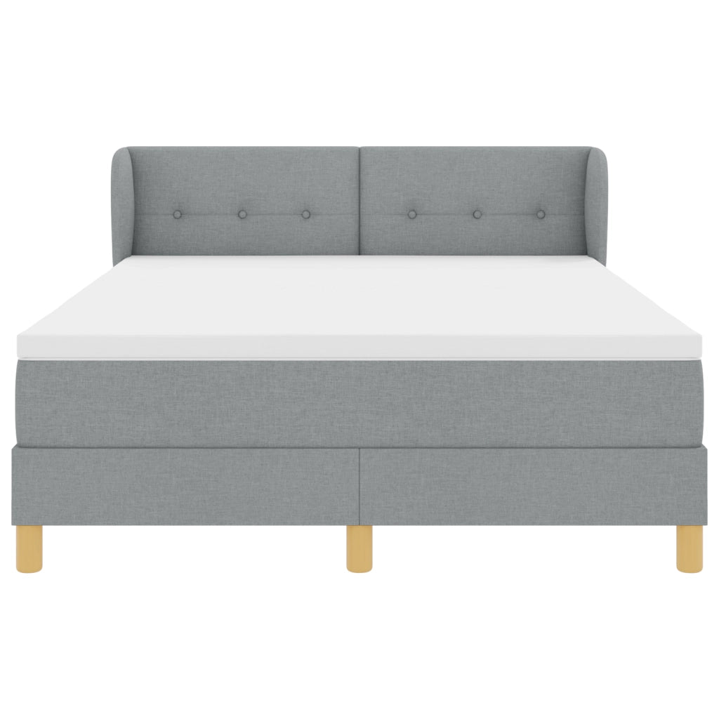Letto a Box Spring con Materasso - Grigio Chiaro, 140x200 cm, Tessuto