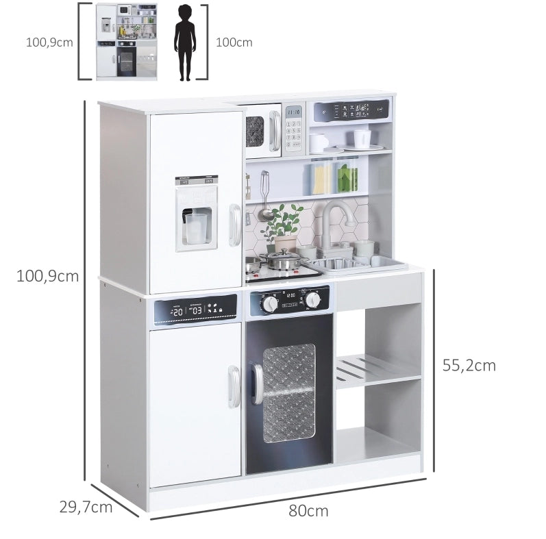 CUCINA GIOCATTOLO Interattiva con luci e suoni 80x29,7x100,9 cm Bianca