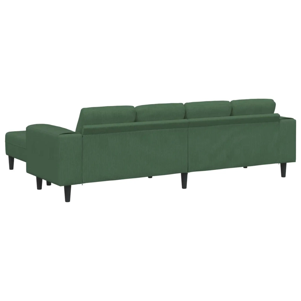 Divano Verde Scuro 250 x 188 x 76 cm Tessuto in Cords 3335136