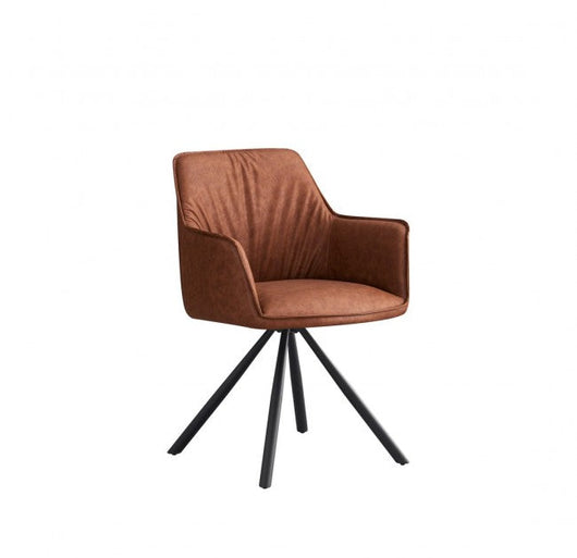 Set 2 Sedie Girevoli con Braccioli 59.5x61x84 cm in Poliestere Breval Marrone Chiaro